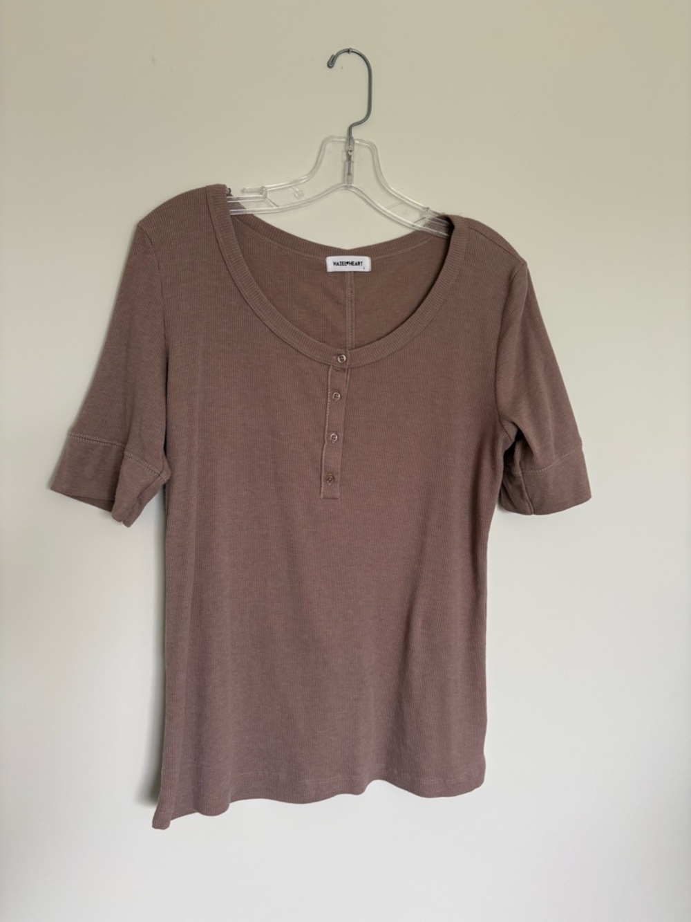 Hazel Heart Ribbed Henley Shirt XL